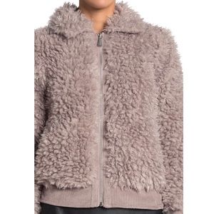 BCBG Zip Front Faux Fur Jacket